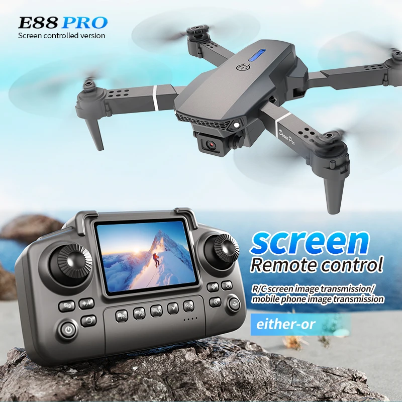 Drone Camera Hd - Drone professionnel E88 PRO avec écran,