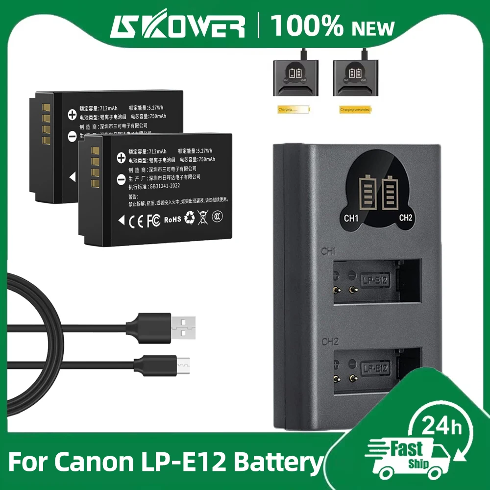 Canon Camera Eos M50 Mark Ii - Nouvelle batterie d'appareil photo LP-E12 pour